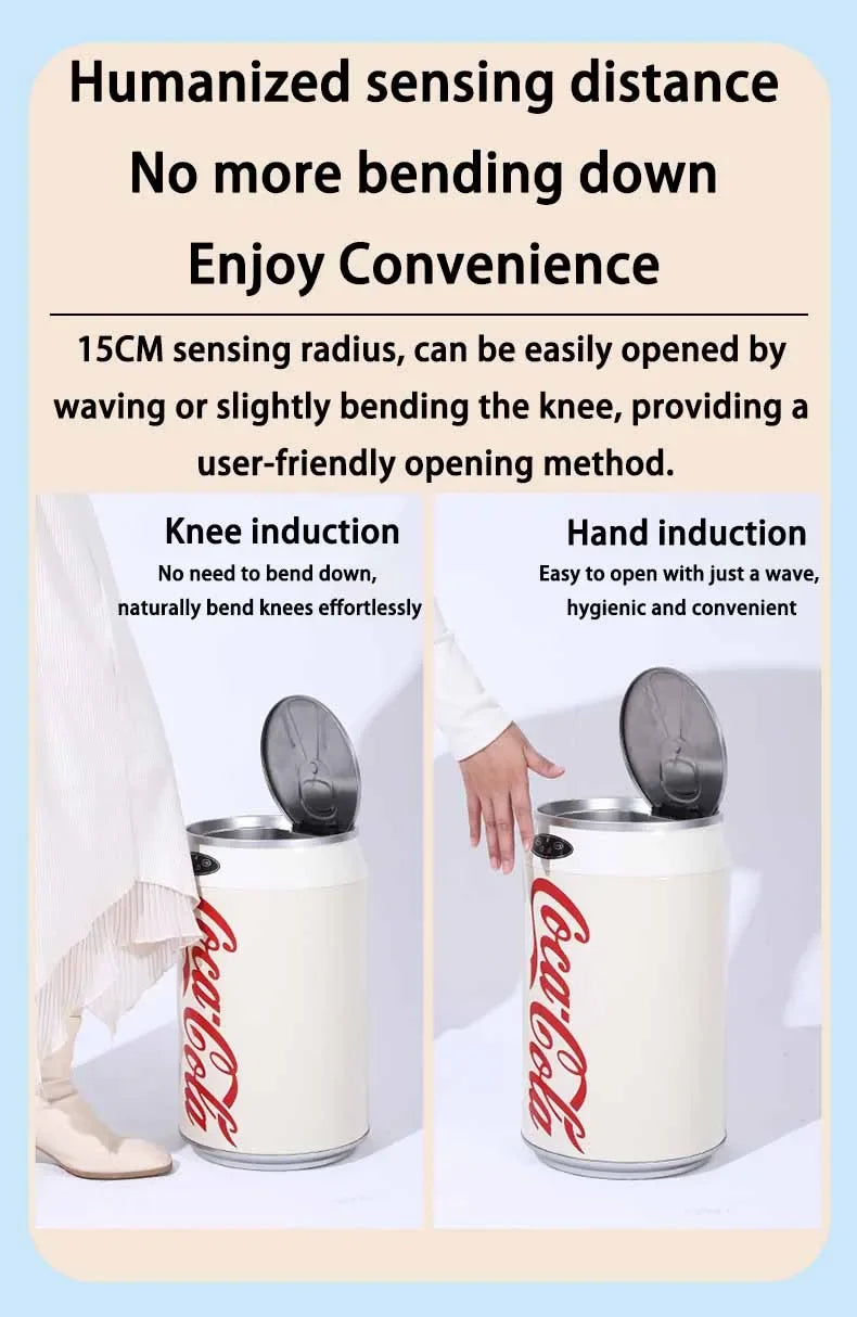 Automatic Induction Trash Can Round Kitchen Bin 24x40cm