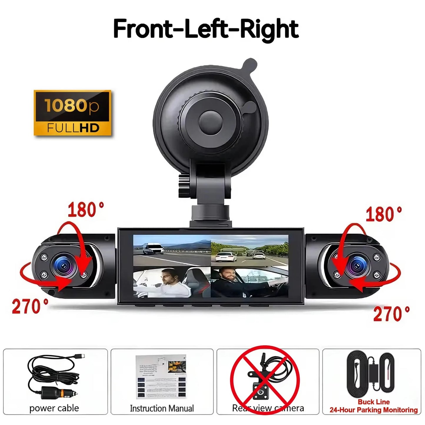 Dash Cam 4 Channel Car DVR – Front/Rear/Inside Cameras, Full HD 1080p Night Vision, Loop Recording Fall 2026