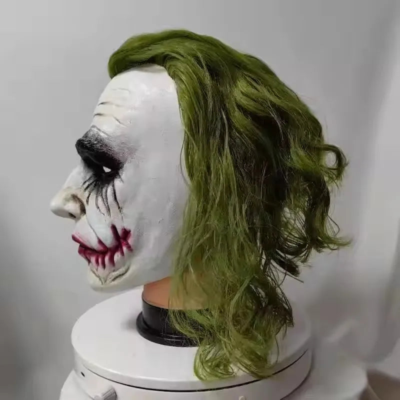 Dark Knight Joker Full-Face Latex Cosplay Mask with Green Hair for Adults Halloween 2026