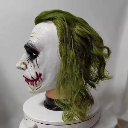 Dark Knight Joker Full-Face Latex Cosplay Mask with Green Hair for Adults Halloween 2026