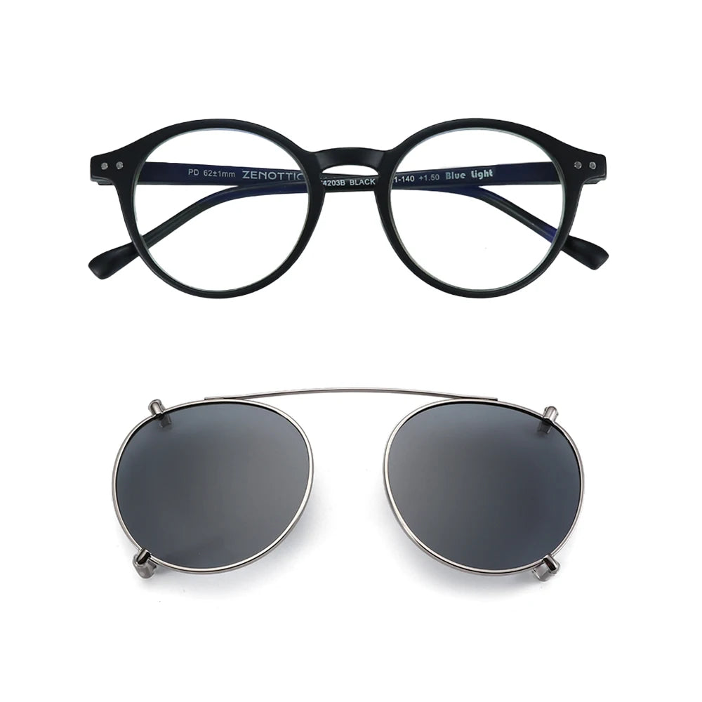 Clip-On Zonnebril Retro Ronde Monturen Anti Blauw Licht Polariserende Clip-Ons Zomer 2026
