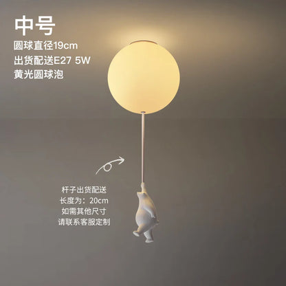 LED loftlampe varm tegneserie bjørn design børneværelse loftlampe efterår 2025 hyggelig natlampe dekoration