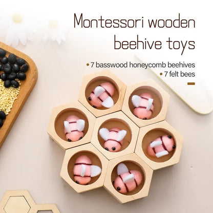 Juguete Montessori para Motricidad Fina 0-12 Meses Abeja de Madera Panal Juego Sensorial Otoño 2025 Regalo de Desarrollo