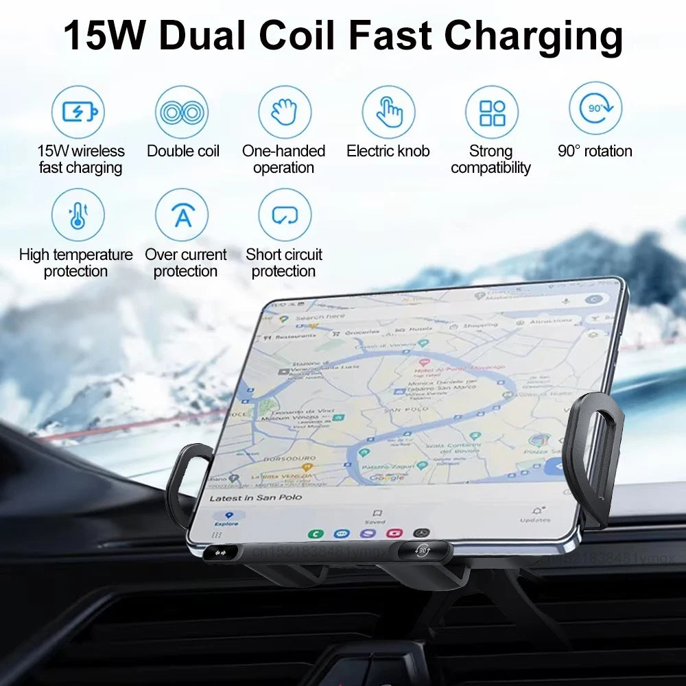 Wireless Car Charger Dual Coil Fold Screen Mount Fast Charge For Foldable Phones Air Vent Car Holder Fall 2026