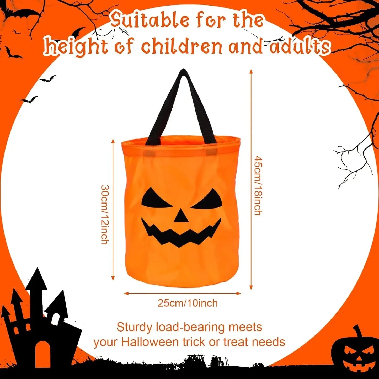 Secchio per dolcetti di Halloween con LED che si illumina al buio, secchio per dolcetti autunnale 2025 riutilizzabile, sicuro e visibile