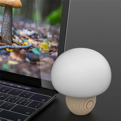 Nachtlicht Silikon Pilzlampe Touch-Steuerung Holzsockel Zurück Zur Schule 2025 Gemütliches Kinder Geschenk Timer