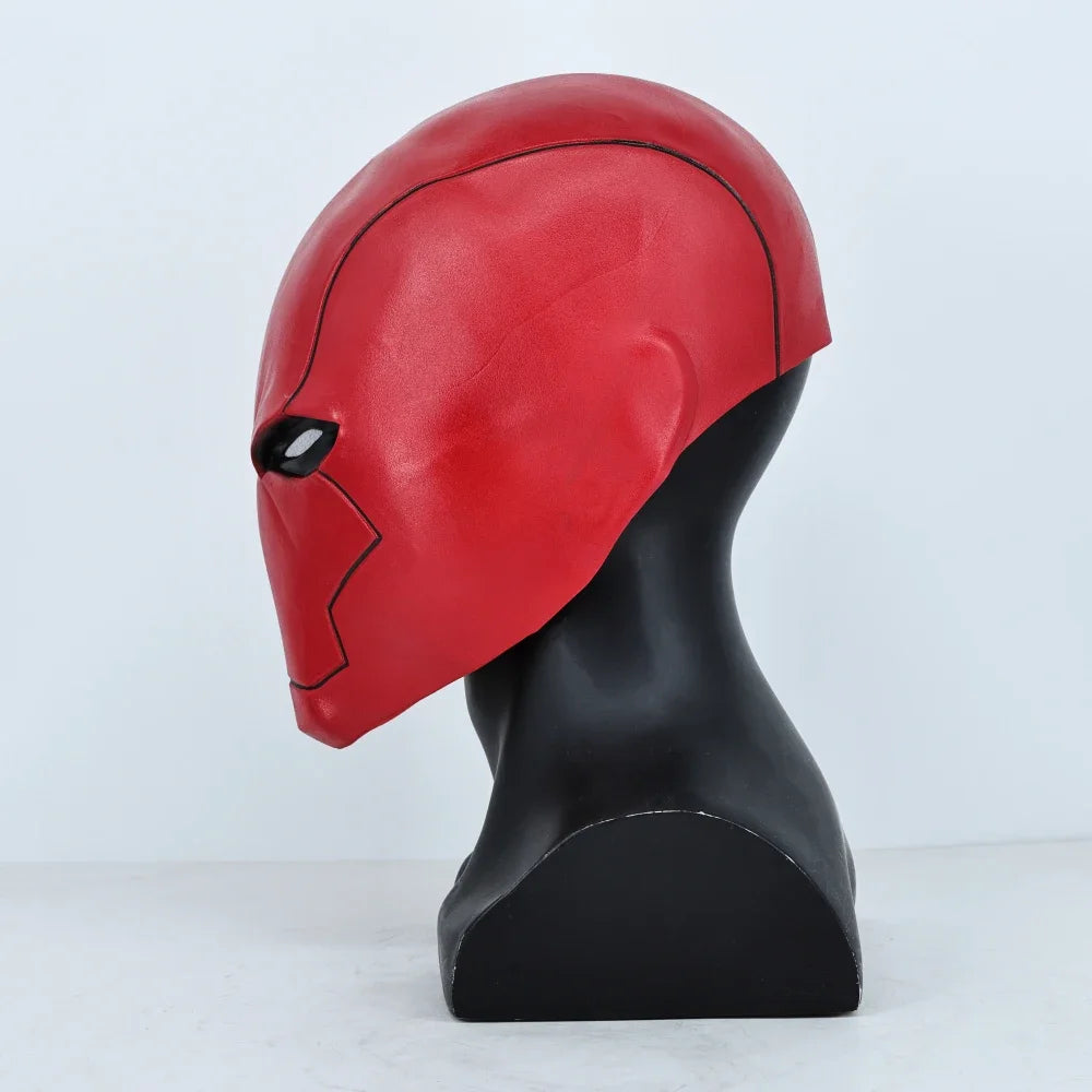 Red Hood-superheldenhelm van latex, cosplaymasker dat het hele gezicht bedekt, voor volwassen mannen, Halloween en gemaskerde bals 2026