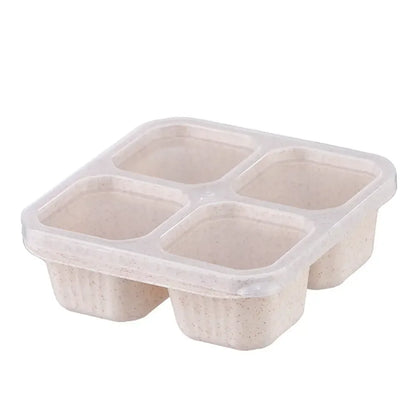 Portable 4-Compartment Snack Containers - Reusable Meal Prep for Kids & Adults, Leak-Proof Storage