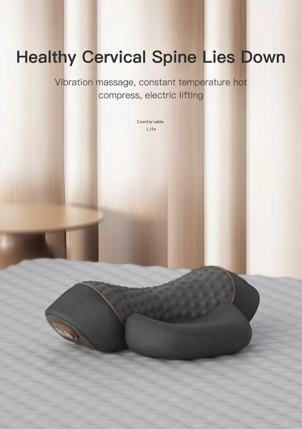 Nakke Massage Pude Opvarmning Vibration Hukommelsesskum Støtte