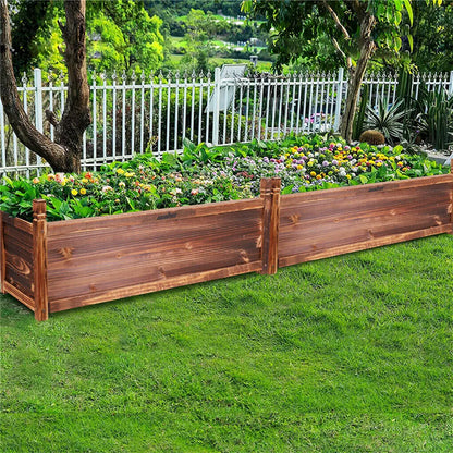 Large Outdoor Wooden Planter Box - Solid Pine Raised Garden Bed for Flowers and Vegetables - Easy Assembly, Dark Brown Finish