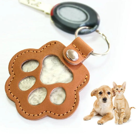 Pet Hair Keychain Paw Pendant PU Leather Hair Holder