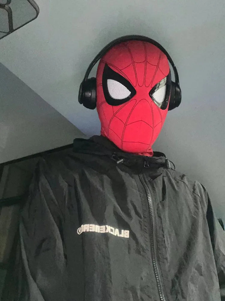 Remote-Controlled Spider-Man LED Cosplay Headgear with Glowing Red and Black Design 2026