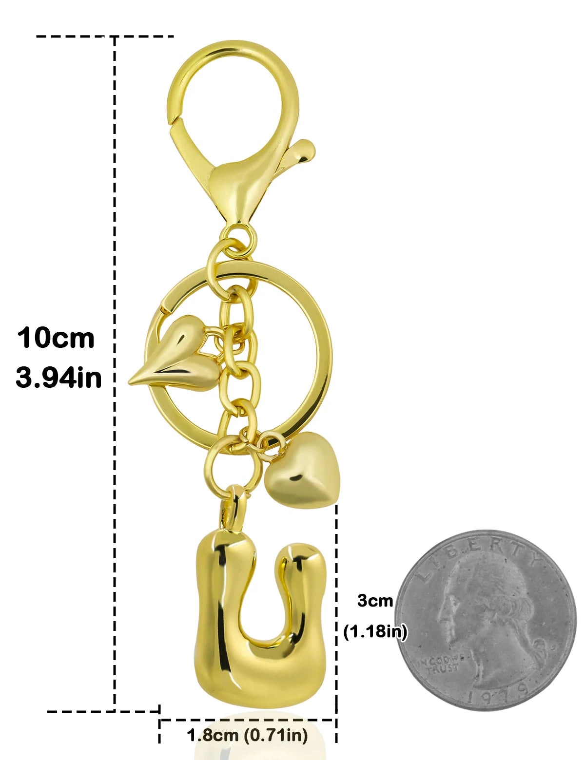 Personlig nøglering guld boblebogstav taskevedhæng gave