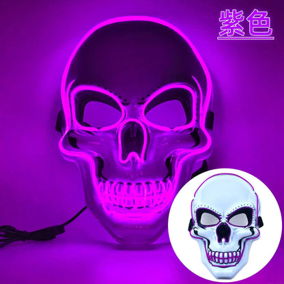 LED Skull Mask Full Face Glowing Terror Mask Halloween Fall 2025 Masquerade Party Costume Mask Breathable