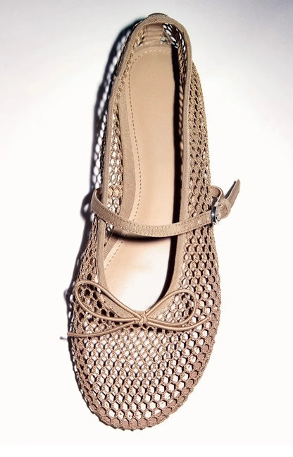 Breathable Women’s Ballet Flats - Mary Jane, Mesh, Summer