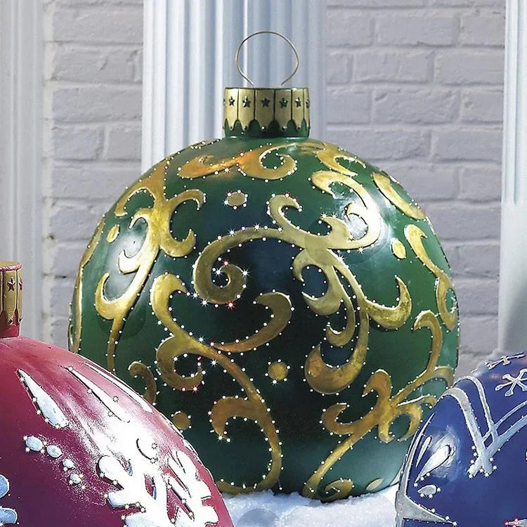 60CM Multicolor PVC Christmas Inflatable Ball - Giant Outdoor Decoration for Holiday Celebrations, Festive Ornaments and Gifts