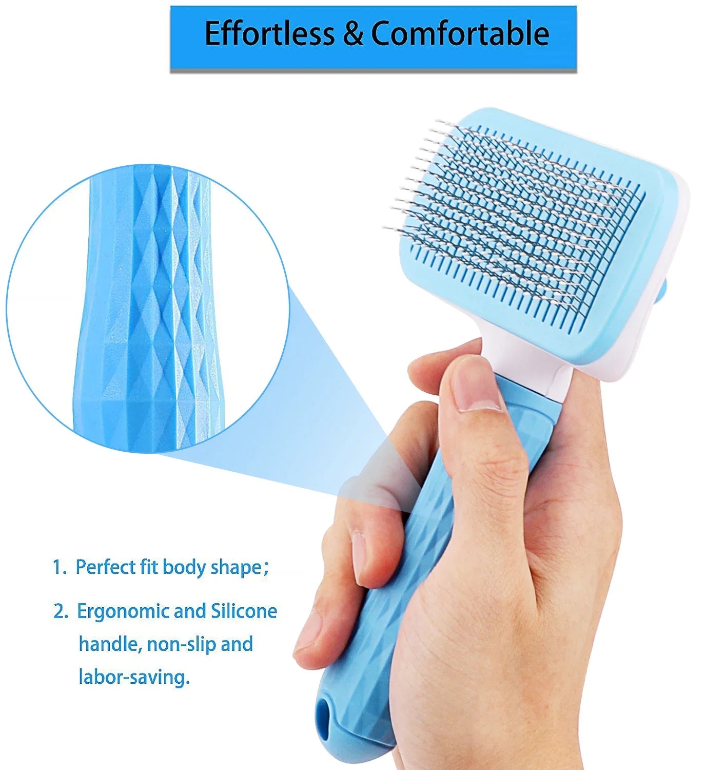 Pet Grooming Care Dog & Cat Hair Remover Brush - Long Hair Grooming Comb for Easy Cleaning