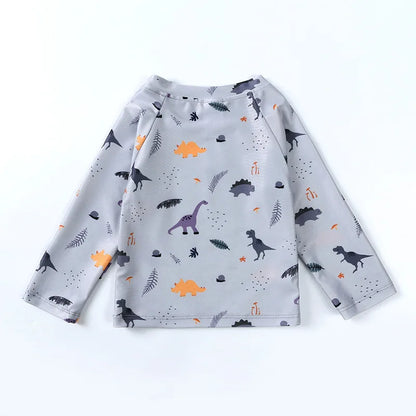 Hurtigtørrende unisex baby badetøj 2-delt sæt – langærmet rashguard top, shorts, polyester, sommerstrandtøj