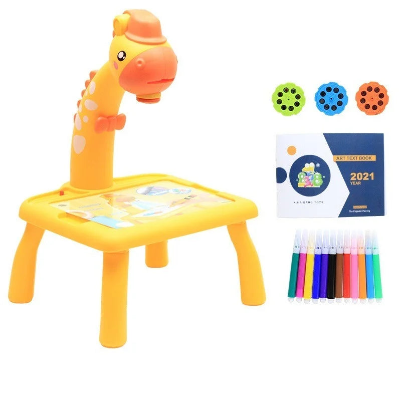 Children's Mini LED Projector Art Drawing Set - 24 Patterns, Educational Painting Tool for Kids, Creative Desk Light Toy