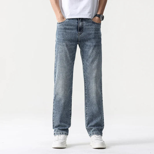 Oversized herrjeans med vida ben - raka lyocell, avslappnade