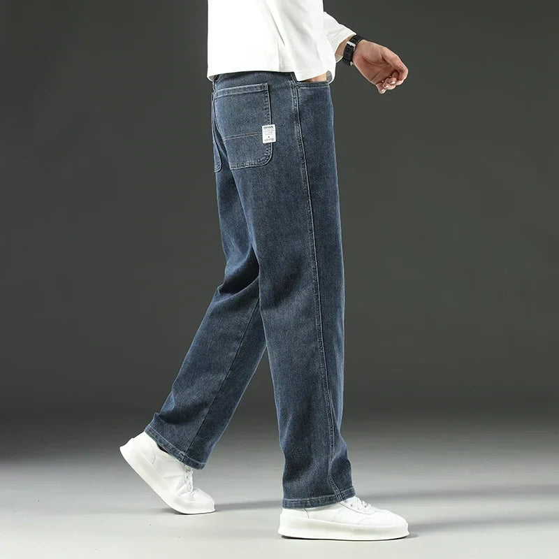 Stretchy Men’s Jeans - Wide Leg, Cotton, Business Casual