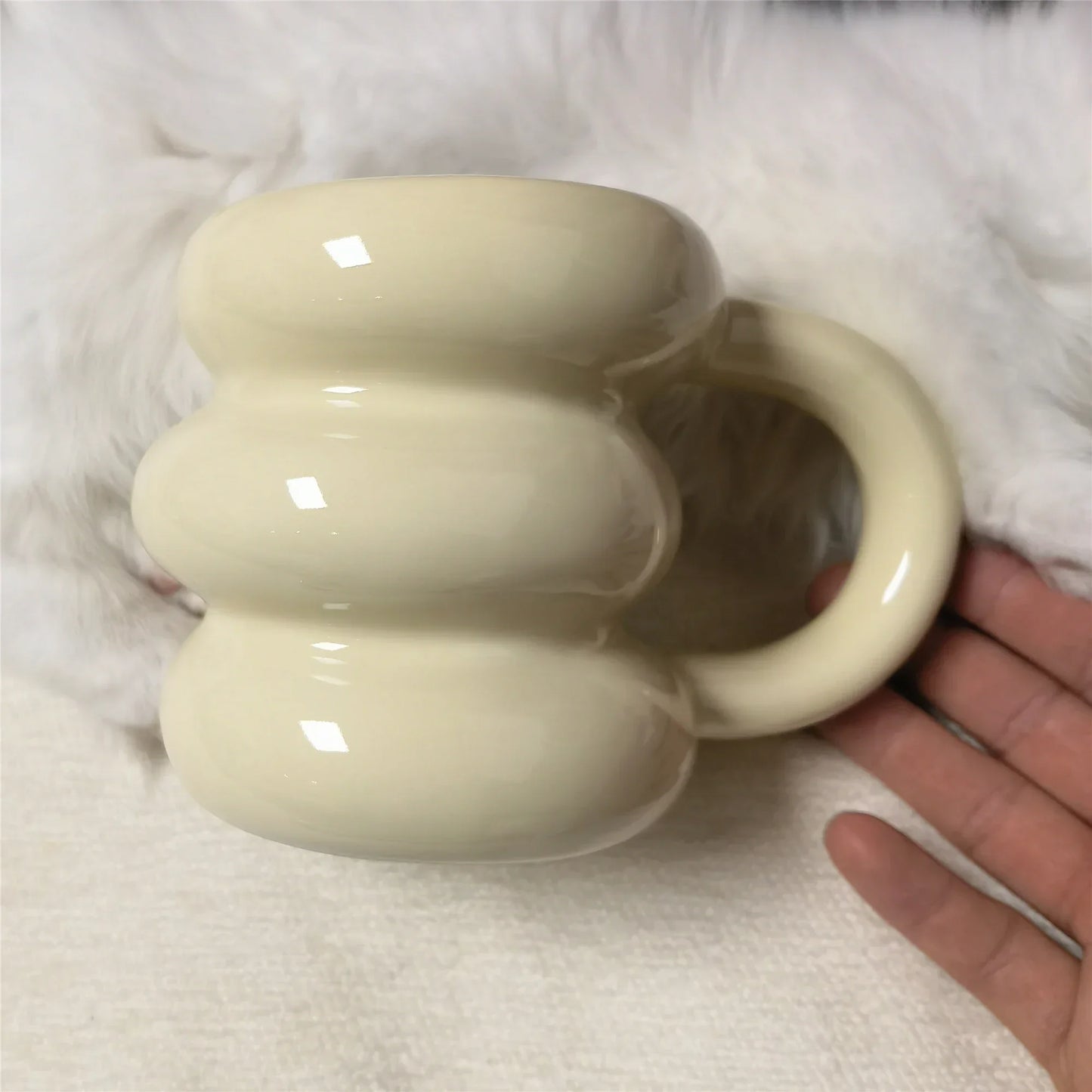 Keramik Kaffeetasse Kawaii Kreis Design Koreanischer Niedlicher Stil TikTok Viral Herbst 2025 Mikrowellengeeignet Geschenk