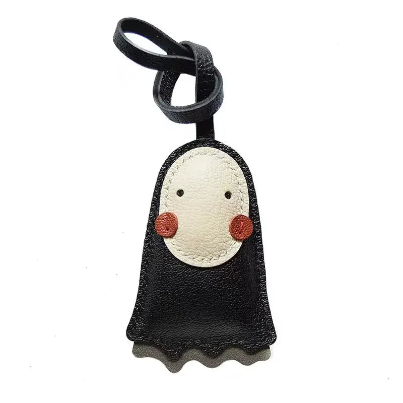 Porte-clés porte-bonheur en cuir sans visage noir confortable mignon cadeau