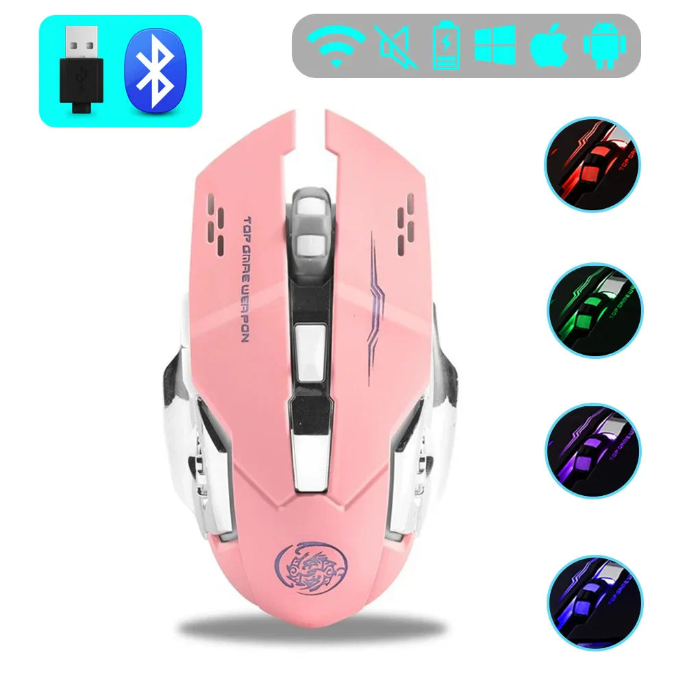Wireless Gaming Mouse Rechargeable Silent RGB Backlight