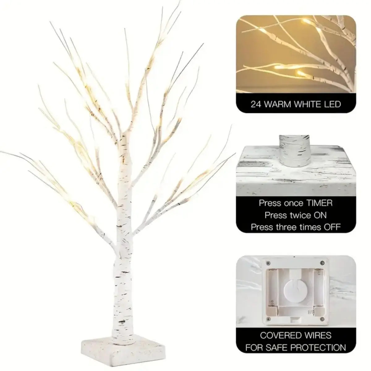 LED Easter Birch Tree Lamp USB Battery Powered Decor