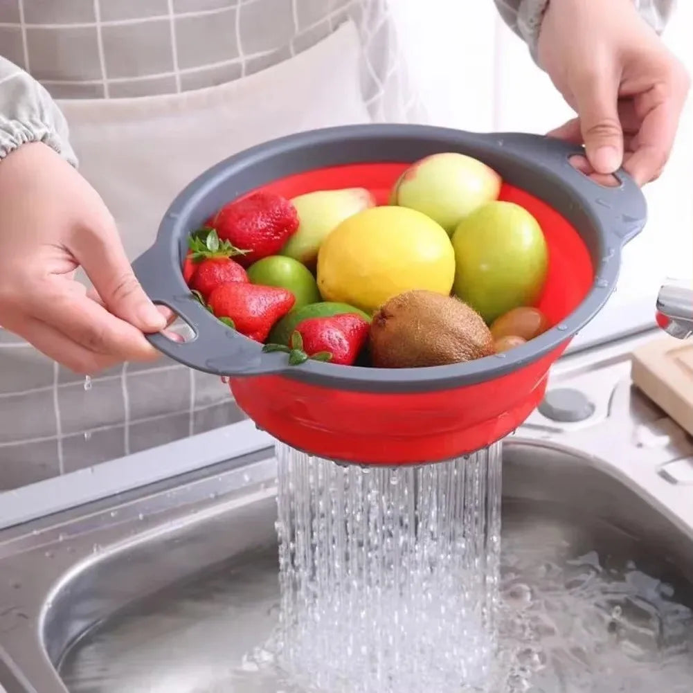 Cestino scolapasta pieghevole in silicone Strumento da cucina pieghevole Virale su TikTok Autunno 2026 Eco sostenibile