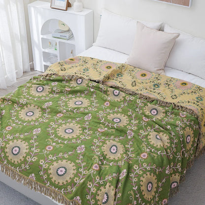 Double-Sided Japanese Cotton Throw Blanket - Versatile Sofa Cover & Bedspread, All-Season Cooling