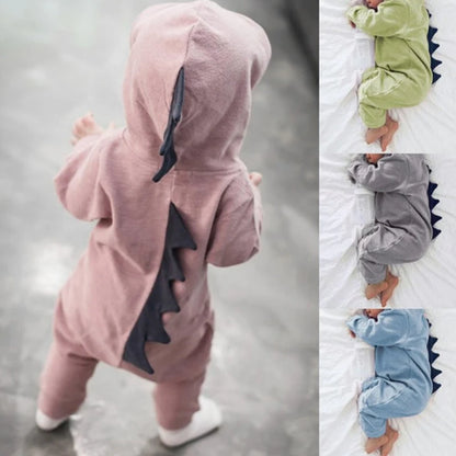 Newborn Baby Dinosaur Hooded Romper Jumpsuit Autumn Winter Clothes for Boys and Girls