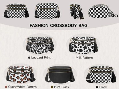 Casual women's checkered fanny pack – large capacity bum bag, adjustable crossbody mommy travel bag