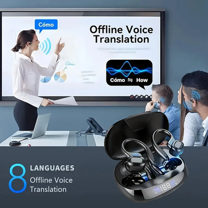 Auriculares de traducción AI inalámbricos con gancho para la oreja Bluetooth