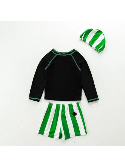 Costume da bagno per neonati maschi a asciugatura rapida - maglia a maniche lunghe e pantaloncini, poliestere, per nuoto