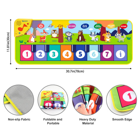 Multifunctional Musical Dance Mat for Toddlers - Interactive Piano Keyboard with Animal Sounds, Educational Gift for Kids, Portable Fun!