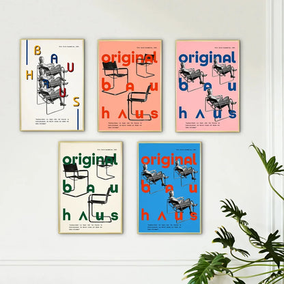 Impression sur toile murale Bauhaus avec citation rose moderne nordique