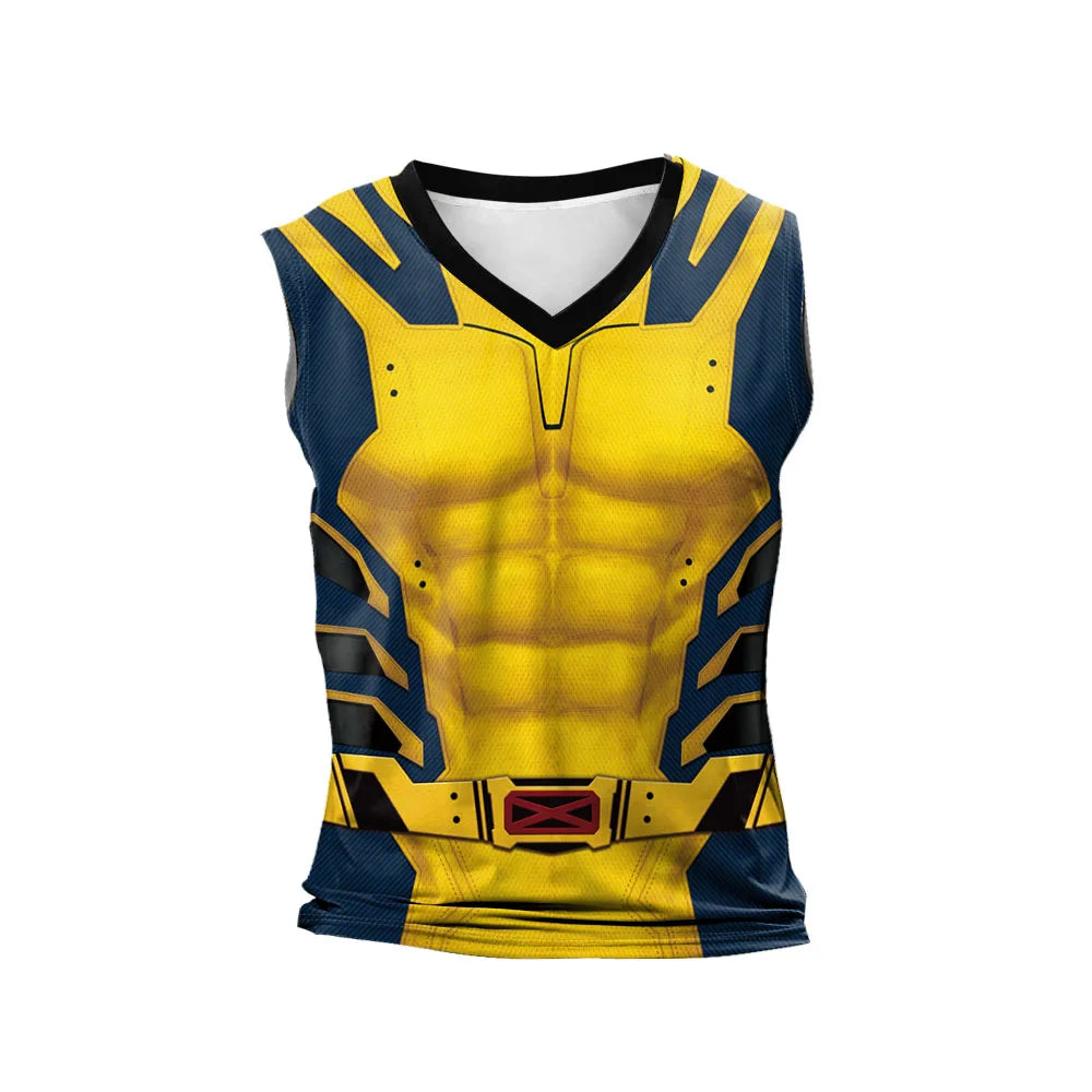 Deadpool & Wolverine Inspired Superhero Compression Tank Top - Workout Vest for Bodybuilding Perfect for Cosplay and Fitness Activities