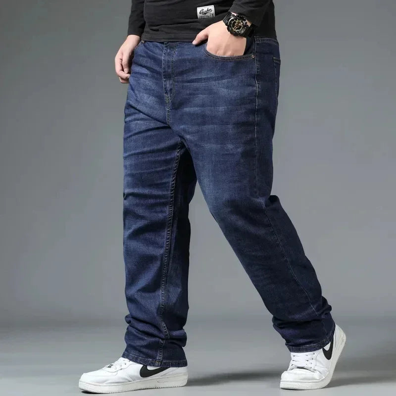 Oversized Relaxed Men's Jeans - High Waist, Stretch Denim