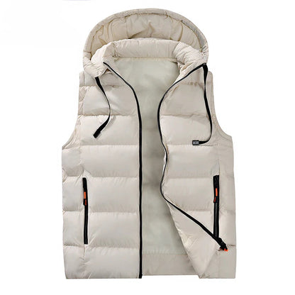 Warm Men’s Hooded Vest - Quilted Polyester, Winter Layering