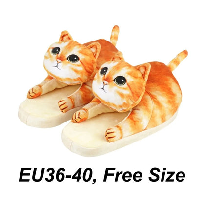 Weiche, gemütliche Damenplüschhausschuhe mit Katzen-Gesicht – Katzen-Gesicht Design, Plüsch-Obermaterial, EVA-Sohle, Hausschuhe für den Winter