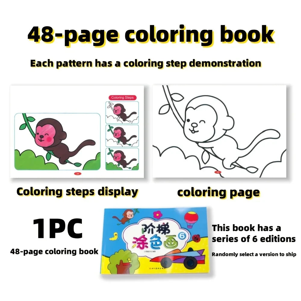 Coloring Book For Kids 48 Page Doodle Sketchbook With Colorful Cartoon Animals Early Learning Back To School 2025 Gift