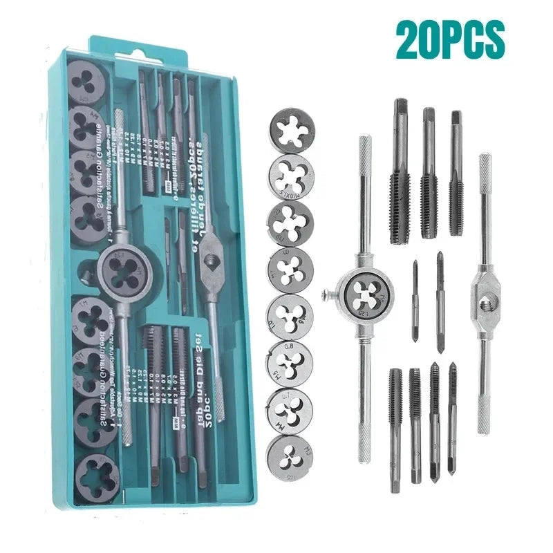 Tap And Die Set 20Pcs M3-M12 Metric Thread Tools For DIY Metalworking Kit