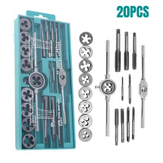 Set di maschi e filiere 20 pezzi M3-M12 strumenti metrici per filettatura kit fai-da-te per lavorazione del metallo