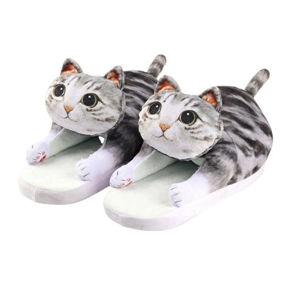 Soft women's cat slippers – cozy hugging cat design, plush, indoor use and home lounging
