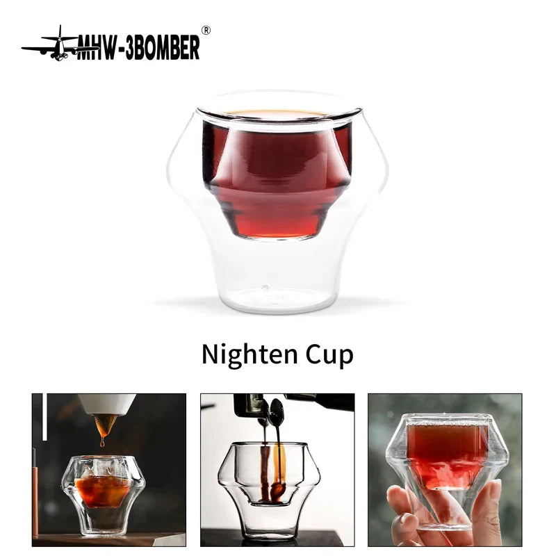 Dobbeltvægs Glas Espresso Kop Anti Brændbar Genanvendelig Te Krus Shotglas, TikTok Viral Efterår 2025 Kunstnerisk Servering