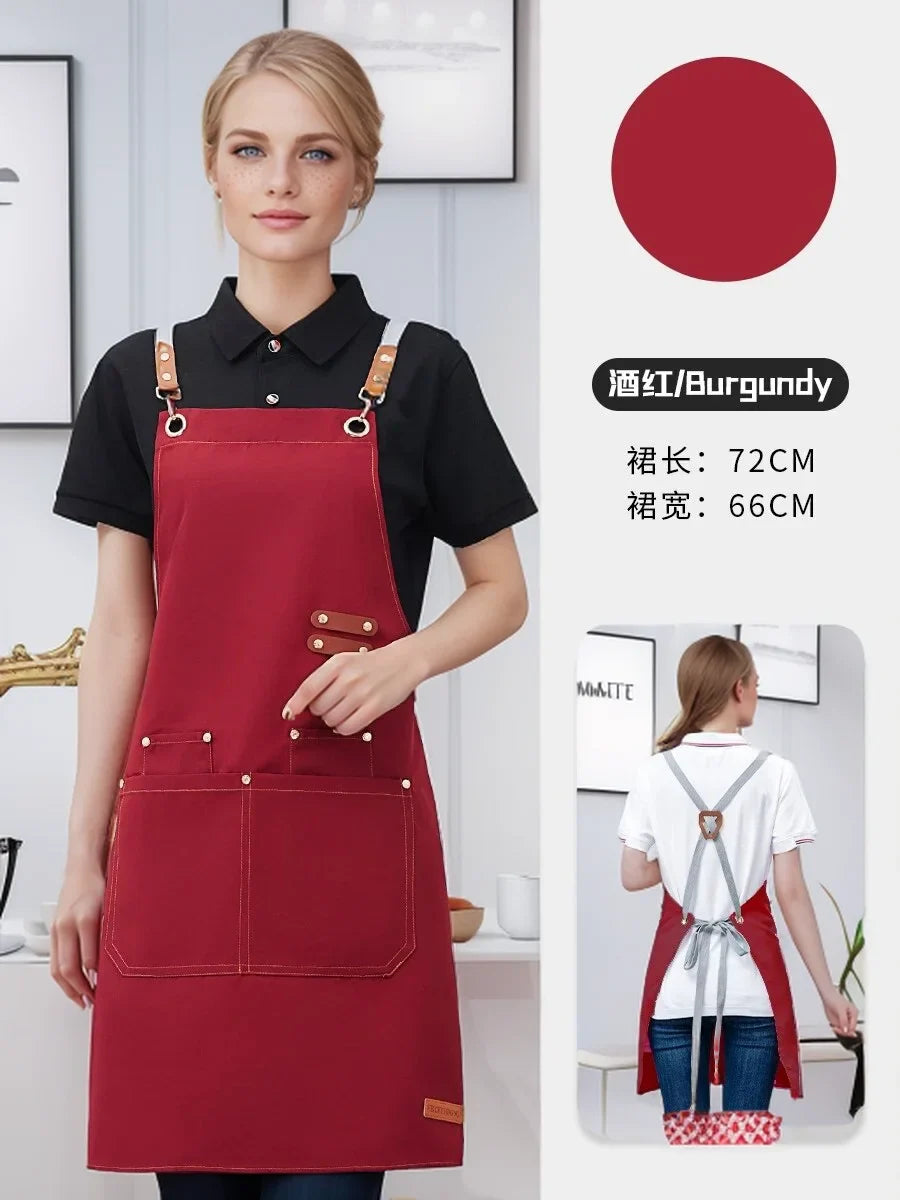 Kitchen Apron Professional Bib Apron Restaurant Work Apron Fall 2025 Waterproof Pockets Durable