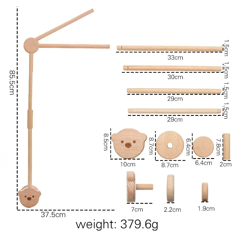 Wooden Baby Mobile Natural Wood Newborn Crib Mobile 0-12 Months Nursery Decor Newborn Gift 2025 Soothing Music