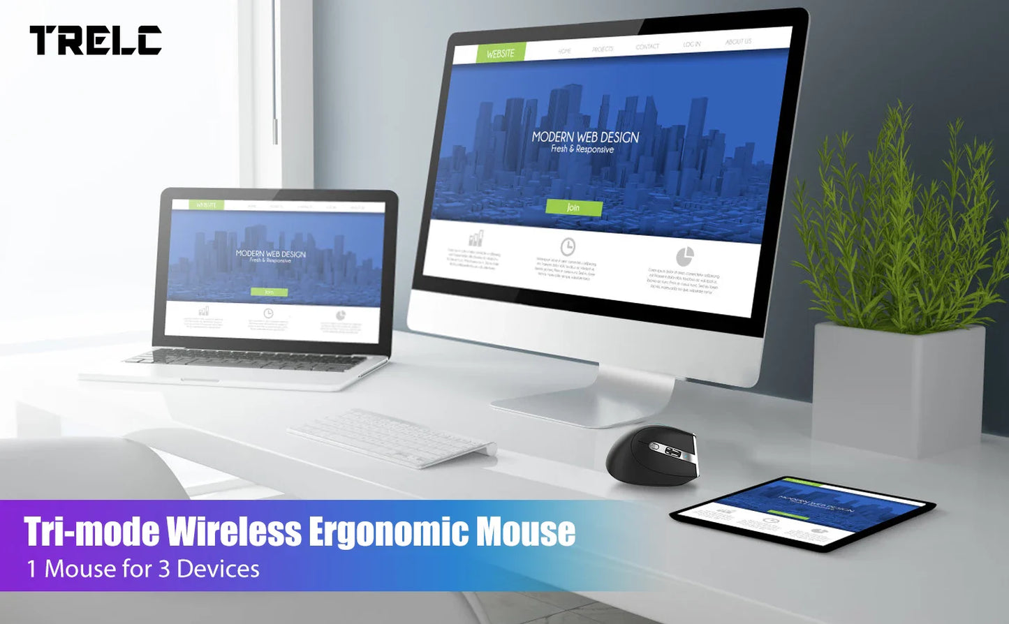 Bluetooth Vertical Ergonomic Mouse With OLED Screen