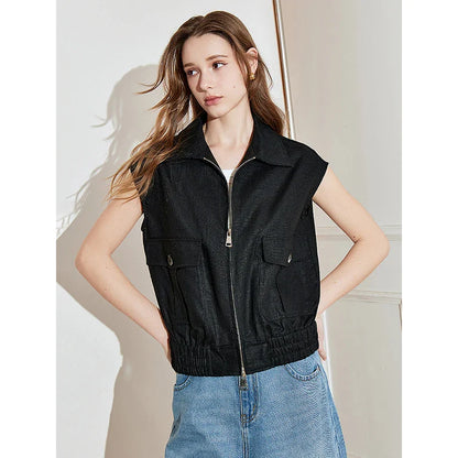 Lightweight Women's Sleeveless Jacket - Linen Cotton, Spring